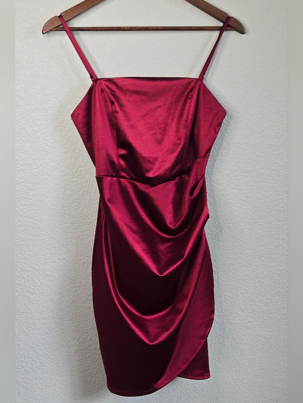Honey & Rosie burgundy satin dress